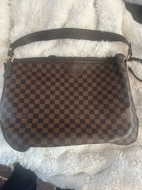 Brown Damier Shoulder Bag w Dark Trim - big-can be crossbody 2 straps qualityA+!